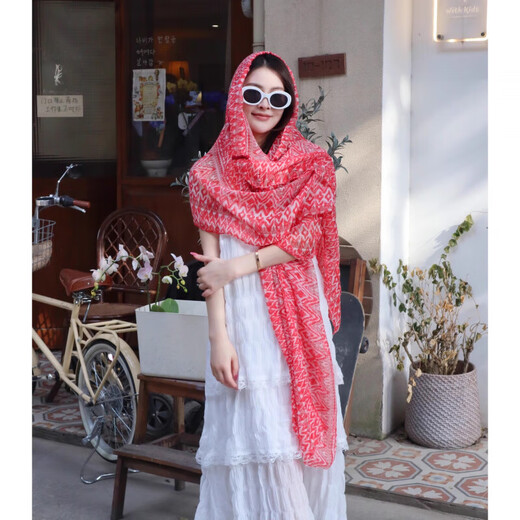Estilo de hadas elegante y estilo exterior de moda, chal de hebilla de estilo chino para el estilo étnico de las mujeres Jacquard Viajes al aire libre Bufanda solar Hyarn-1 90*180