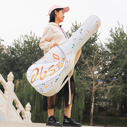 Jinchuanjinchuan民谣吉他琴包电吉他包41寸吉他背包女可爱吉他包个性涂鸦 后兜款36寸旧时光
