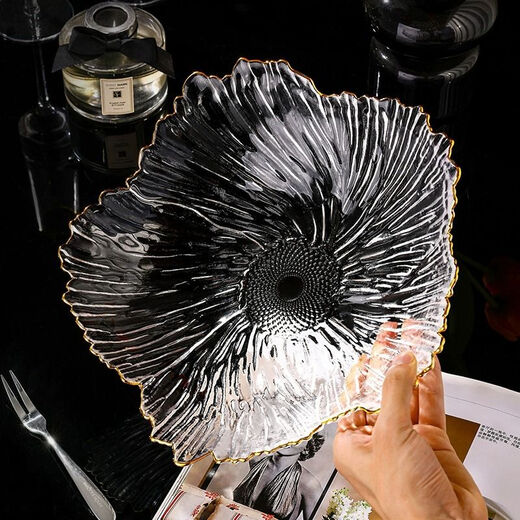 Ostar petal fruit plate Xiaohongshu same style living room high-end candy plate front office fruit plate light luxury ins style gold three-piece set petal fruit plate small + medium + large