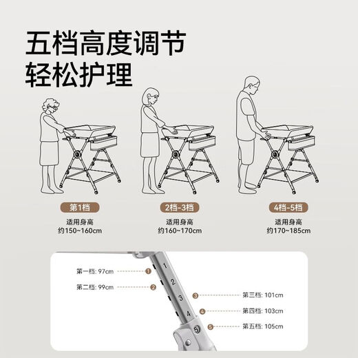 Yings Windel Tisch Neugeborenen Babypflege Tisch Baby Wechselmassage und Berührung von Badefalten falten Mobile Crib High-End-Stabile und Starke Edition Rice White