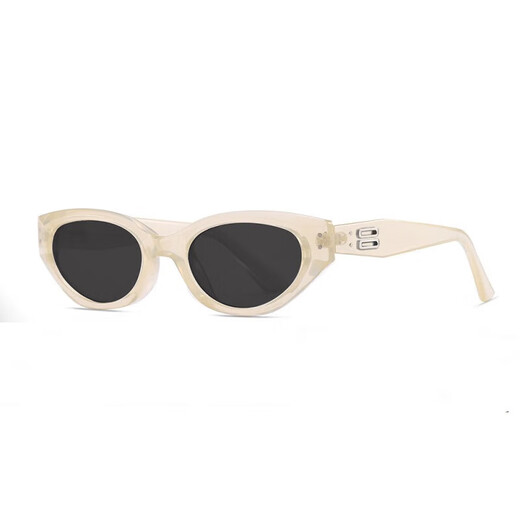 2025 Neues GM Retro Polarisierte Katzenauge -Sonnenbrille für Frauen, schlanker kleiner Rahmen, europäische und amerikanische Straßenaufnahme Heiße Mädchen Sonnenbrille 857 Schwarzer Rahmen graues Blatt [Glassbox + Spiegeltuch]