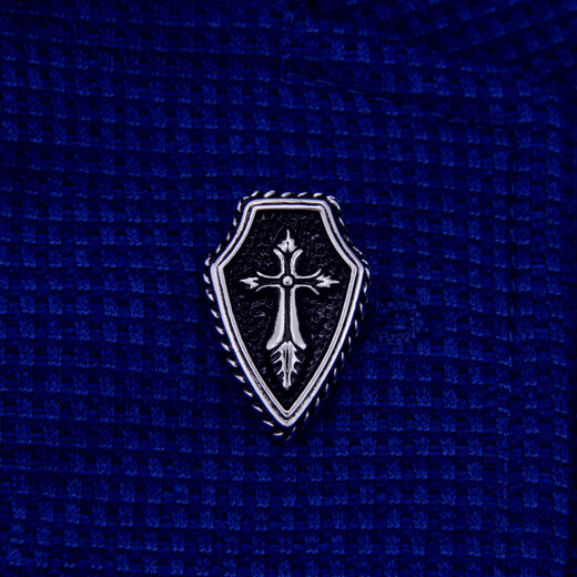 Shijun (shijun) broche masculino collar de collar masculino traje broche broche retro cruz star star star shield platinum broche + gemlink set