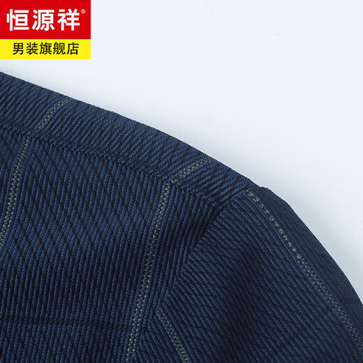 恒源祥春秋季灯芯绒长袖衬衫男士中年商务条纹无痕免烫休闲衬衣外套开衫 CQ3880灰绿 5XL (195)