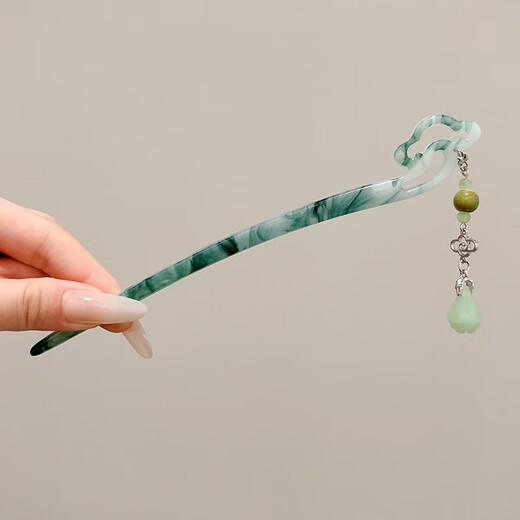 
New Chinese style ancient hairpin high-end simple modern wooden hairpin fresh temperament Hanfu cheongsam tray hairpin hairpin women 6# Moon-looking 18cm