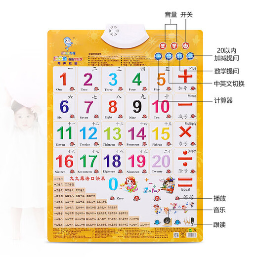 儿童凸凹有声挂图认知早教玩具拼音数字1-100学习点读机字母早教 双模式（送电池挂钩