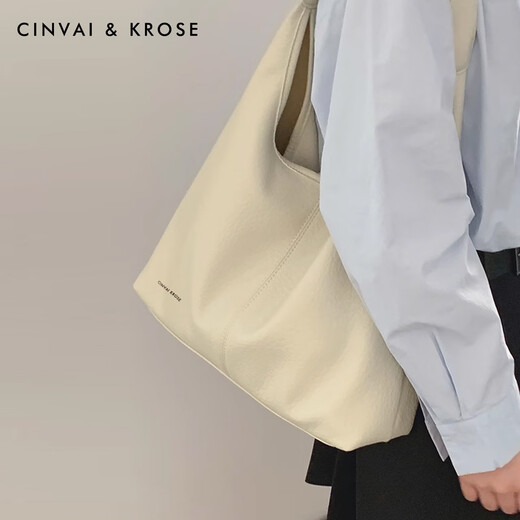 CinvaiKrose light luxury tote bag 2025 new large capacity bag women's bag armpit shoulder bag birthday Chinese Valentine's Day gift, beige gift for girlfriend and wife
