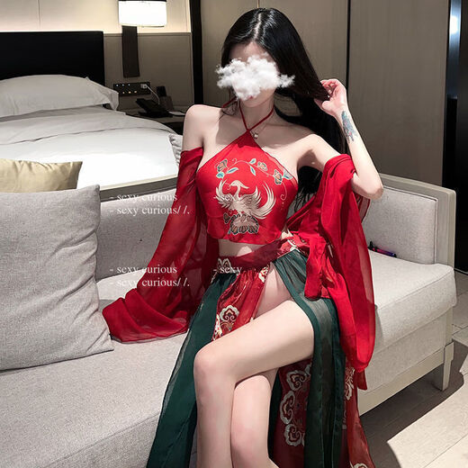 
Sexy underwear sexy Hanfu cheongsam uniform on bed seductive seductive passion set women seductive fairy suit 1049 red XXL