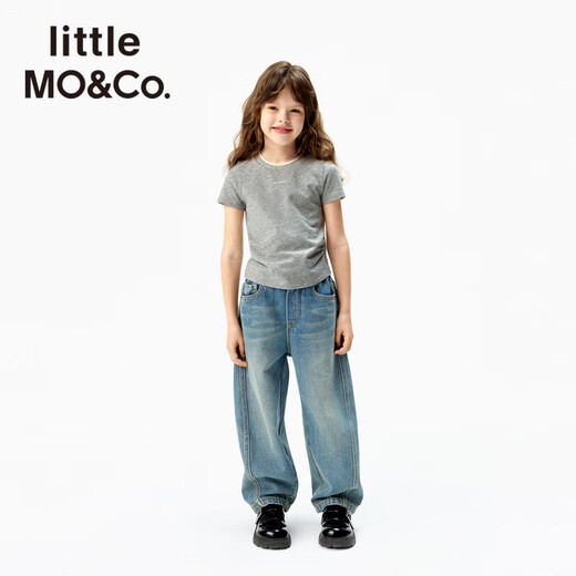 little MO/Co. Antibacterial little moco children's clothing 25 new girls' print short-sleeved T-shirt parent-child clothing KBE3TEE038 medium flower gray antibacterial 150 150/72