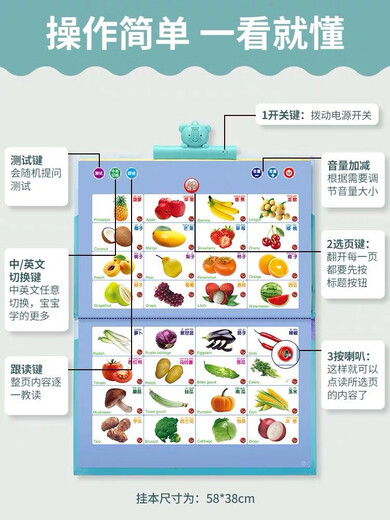 Children's Chinese and English electronic reading early education audiobooks for children's learning machine reading pen voice book Big book - Light luxury version charging 35-2000+ point reading