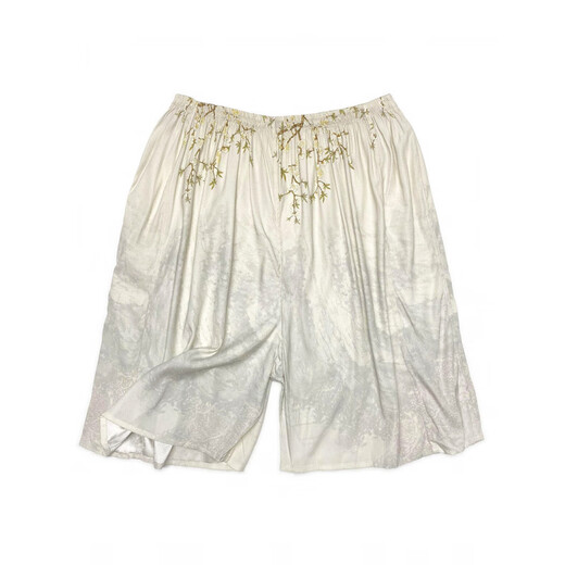 Xuanyuan Silk Pajamas Shorts pour hommes Mulberry Silk Silk Small Size confortable et respirant maison d'été universelle pour les hommes et les femmes Couleur d'abricot 13568 Satin Taille de partie 100-135jin [Jin est égal à 0,5 kg]
