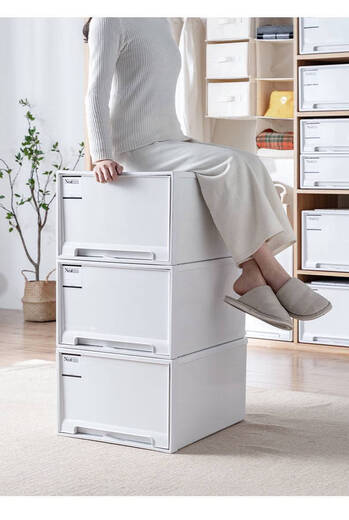 Yonghuan Stream Cabinet Drawer Garderobe Aufbewahrungsbox Aufbewahrungsbox Aufbewahrungsschrank Schubladenschrank Aufbewahrungsschrank 45-3523 Tiefe 45*Breite 35*Hoch 23 cm weißer einpack rein weißer Schublade verdickter Exportmodell
