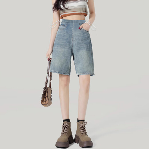 Jeans de mujeres embarazadas y pantalones cortos de pantalones recortados en el verano.