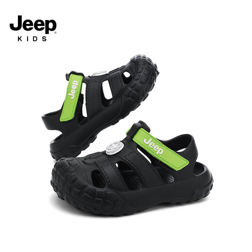 Jeep Children's Shoes, Sandals, Boys 'Black Hole Shoes, Bag Toe Summer Style 2025 NUEVO Corriente para niños que traza zapatos de playa Mihong 29/30 La longitud de los zapatos es de aproximadamente 20.0 cm
