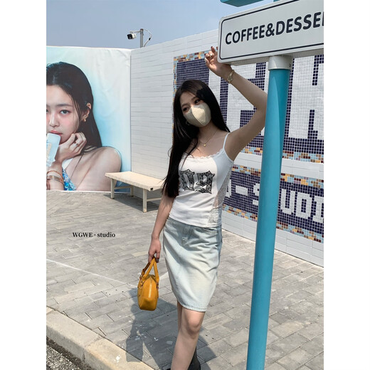 
WE hot girl lace splicing small suspender pure slim fit and beautiful back sleeveless top vest W3887 GL black M