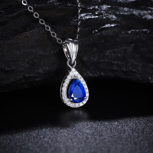 Tingliang 0.6 carat royal blue sapphire pendant 18K gold diamond colored gemstone necklace Chinese Valentine's Day single pendant
