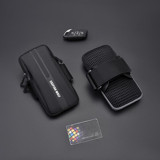 Perfect sports running mobile phone arm bag, thin and thin, three-layer water-repellent fitness arm bag for men and women, thin wrist bag, cool black