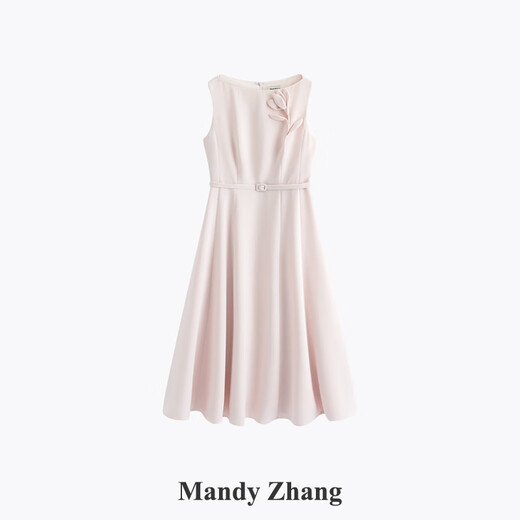 
Mandy Zhang Tulip Haute Couture Series Pink acetic acid dress for women with one-length high-end dress for women Elegant Pink Gift cloth belt M