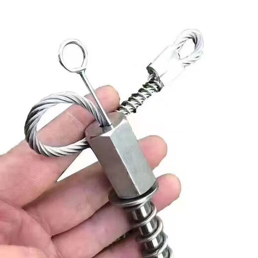 He Jiagong 304 stainless steel ultra-soft steel wire three sections double steel wire spring sheath eighth generation pedal base cover small pendant 6 mm 3 sections single lock stainless steel base