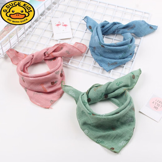 G.DUCKKIDS【新品】宝宝围巾女2024春秋冬新款男童方巾卡通可爱婴儿纱巾围脖 两条装【M奇奶白+皇冠奶白】 参考0-8岁(尺寸44*45cm)