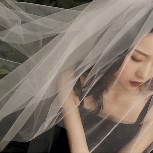 Veil bride headwear photo internet celebrity super fairy style internet celebrity photo props proposal double layer simple travel photography wedding dress white 4 layers 60cm-80cm