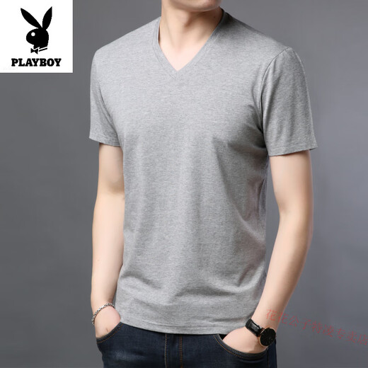 Playboy Summer New Herren Kurzarm T-Shirt Modal MODAL FORTEN VON NACKEISE ICE WRACE Dünne Gefahr-Baumwoll-T-Shirt Top 9902 Royal Blue M 170