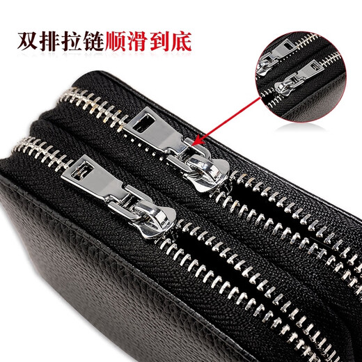 
Luyide multifunctional cowhide two-in-one card bag key bag men's large capacity zipper car household key bag change 8180# key bag__Black