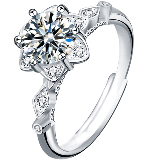 EothPT950 platinum six-pointed star moissanite diamond ring for girls platinum 520 Valentine's Day birthday gift for girlfriend PT950 platinum six-pointed star ring + certificate + gift box