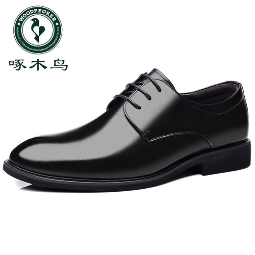 
Woodpecker leather shoes men's genuine leather breathable business formal wear casual height-enhancing men's shoes summer black British groom wedding shoes 9888 black 37 <real cowhide>