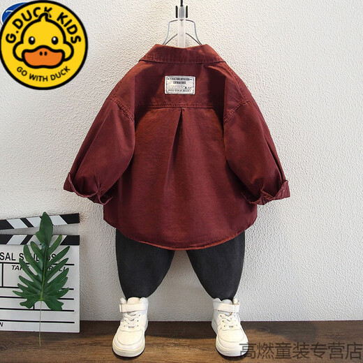 G.duck boys jacket spring and autumn children's cotton tops 2024 new baby autumn fashionable workwear jacket trendy green 90 recommended height 80cm-85cm