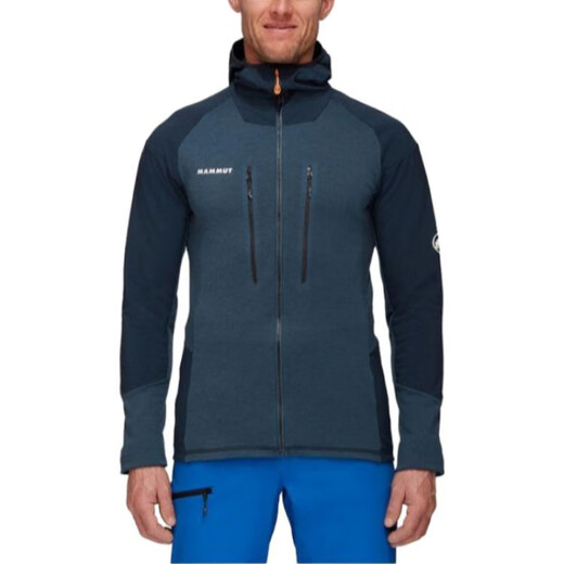 猛犸象MAMMUT 猛犸象Eiswand品牌Logo印花拼色连帽长袖夹克外套 蓝橘拼色 XL
