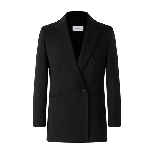 Navigare Italian small sailing casual suit for women in spring and autumn, medium and long commuting versatile single suit business women's wear, dark night black L