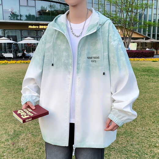 樊浩渐变冰丝防晒服男士夏季薄款户外潮流夹克青少年透气夏天防晒衣服 6623灰色 M 80-100斤