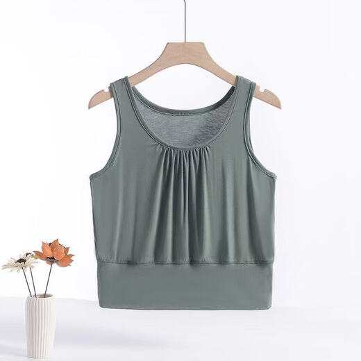 Banfishi mother's wear short bra-wrapped bra for middle-aged and elderly women modal vest-style underwear women's large size wide waist bottoming top matcha green 5XL 135-145Jin Jin is equal to 0.5 kg