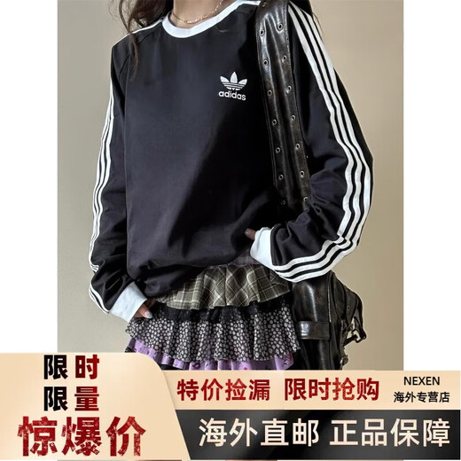 Adidas adidas jennie gleiches T-Shirt Top Langarm schwarze Männer und Frauen Basishemd Klassiker Retro IA4877 Schwarz IA4877 XS