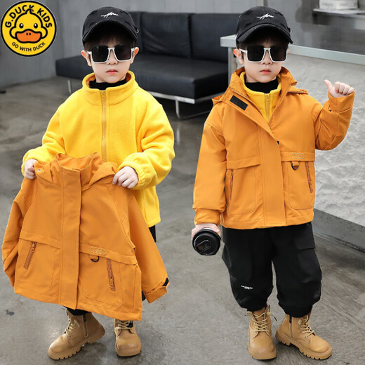 G.DUCKKIDS children's clothing children's jacket three-in-one detachable spring and autumn boys' coat windproof jacket little boy's windbreaker quilted three-in-one 130 recommended height 120-125cm 7-8 years old