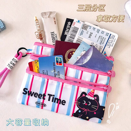 Fan Ye's Playful Black Cat ID Storage Tasche Ticket Kartenbeutel Passport Tragbare Schüler, um die Schule im Ausland zu starten