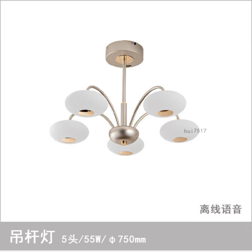 Less (NVC) Chandelier 12809 Star Series Simple Modern Round Ball Style Sala de comedor de comedor Light Light Línea de colgación de voz/5 cabezales Redondeo/57W/Diámetro 37 cm