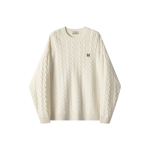 William fox&sons выбирает роскошный мужской пуловер с круглым вырезом из Внутренней Монголии из 100% овечьей шерсти в непринужденном стиле в стиле старых денег, белый свитер из 100% овечьей шерсти L / 50