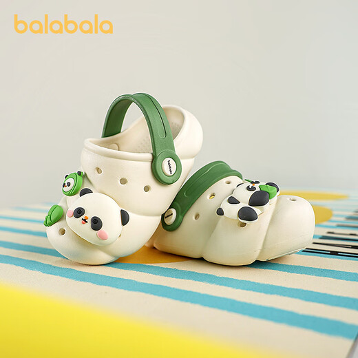 Balabala Children's Shoes Children's Crocs Shoes Boys Girls Sandals Cartoon Panda Shoes 2025 Summer New Style Off-White 26