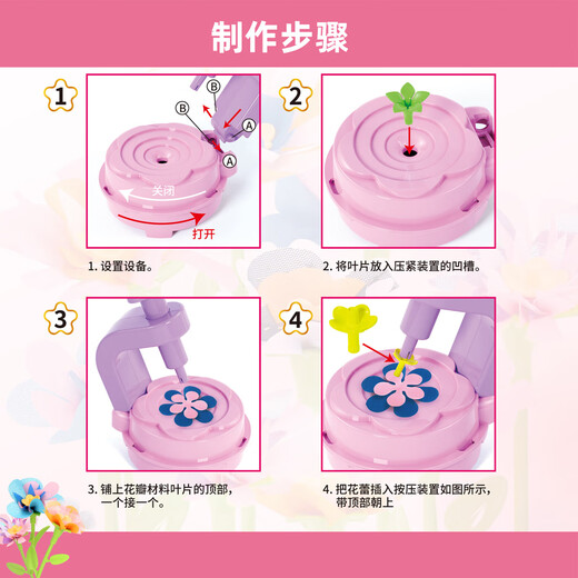 贝比童话儿童DIY织物花束手工压花机百变花园插花工艺玩具女3-6岁生日礼物