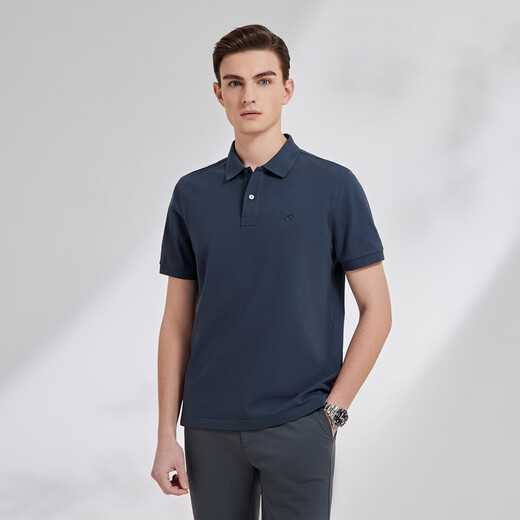 Youngor POLO shirt men's spring and summer young men's short-sleeved POLO shirt cotton micro-elastic fabric solid color polo shirt dark green L