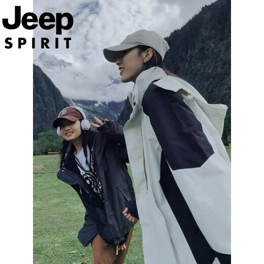 吉普（JEEP）冲锋衣男女秋冬季户外三合一可拆卸外套防风防水情侣登山服男 粉酒红女款 单件外套 5XL 【宽松效果请拍大一码】