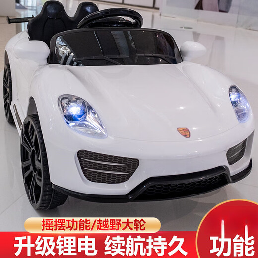 Grande voiture électrique à quatre roues pour enfants, télécommande pour tout-petits, voiture jouet à 4 roues pour bébé de 1 à 6 ans, les enfants peuvent charger et s'asseoir, conduite autonome blanche à la mode + télécommande, entraînement électrique