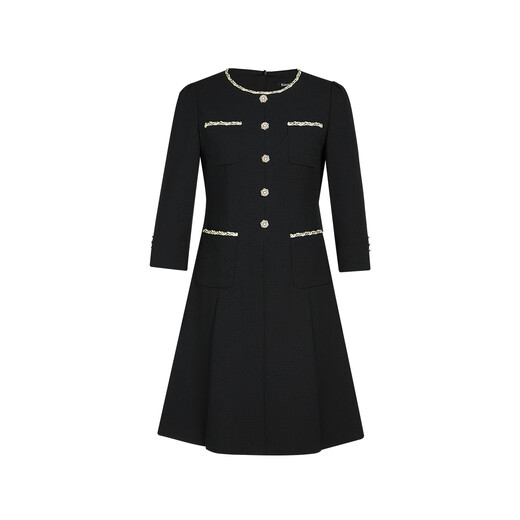Koradior Herbststil französischer Stil elegantes Temperamentkleid für Frauen, die den sozialen Rock schwarz m pendeln