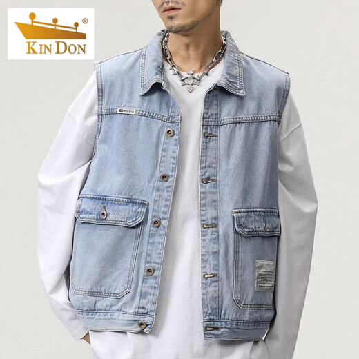 Gold Shield Denim Jacke Herbst Herbst Weste Herrenweste Herren der obersten Frühlings- und Herbsthülsen-Arbeit Jacke DLL-9216 Blue L
