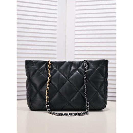 KGH Schaffell AS3519 Einkaufstasche 19 Einkaufstasche große Diamantkette Hobo -Tasche Frauenbeutel Horizontal Schwarz ohne Geschenkbox