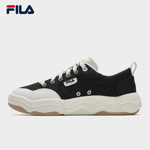 FILA official men's canvas shoes 2025 autumn new hamburger shoes breathable casual shoes sports shoes black/milk white-BG 42.5