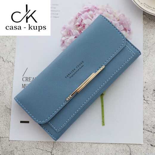 Casa-kupsck2025 Nueva billetera japonesa y coreana Mujer femenina Gran capacidad Posición múltiple Color sólido simple Versión actualizada de cuero de cuero y materia amarilla versátil