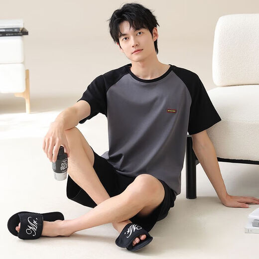 梦心声纯棉短袖短裤男家居服套装夏季便携抗菌吸湿排汗可外穿 梦短袖套装：OMM13601 3XL
