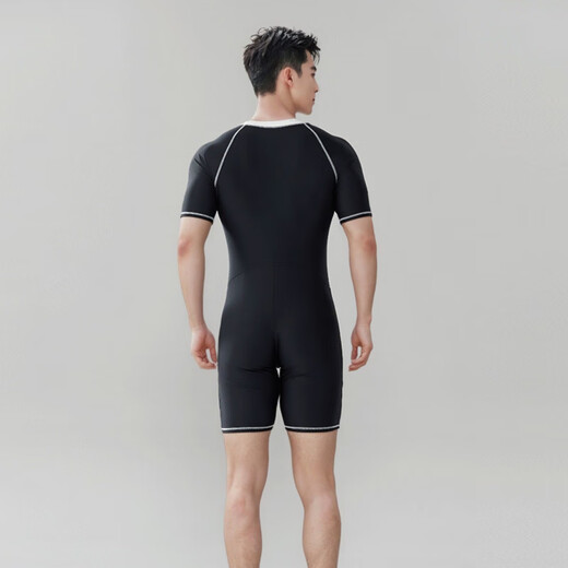 He Jiangong's new men's swimsuit one-piece short-sleeved diving suit sun protection quick-drying jellyfish suit snorkeling sports fitness suit summer 909 L 90-110Jin Jin equals 0.5 kg